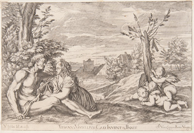 Titian etching from 1682 The Three Ages of Man